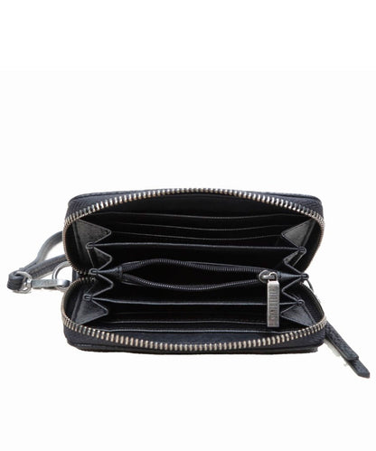 Carteira Pequena Santa Lolla Spikes Preto Alça Mão