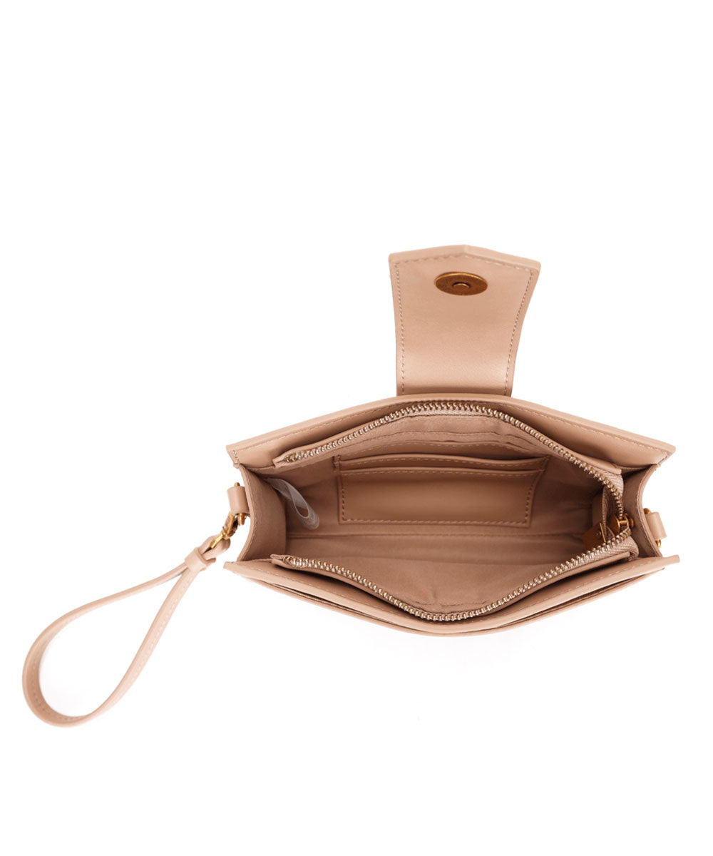 Carteira Santa Lolla Bege Pequena Alça Corrente