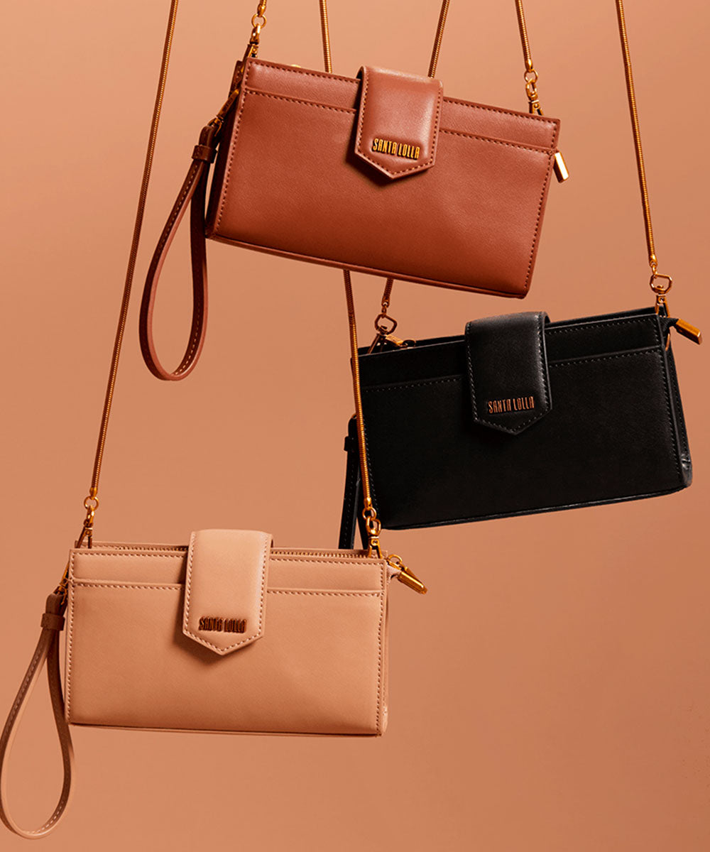 Carteira Santa Lolla Bege Pequena Alça Corrente