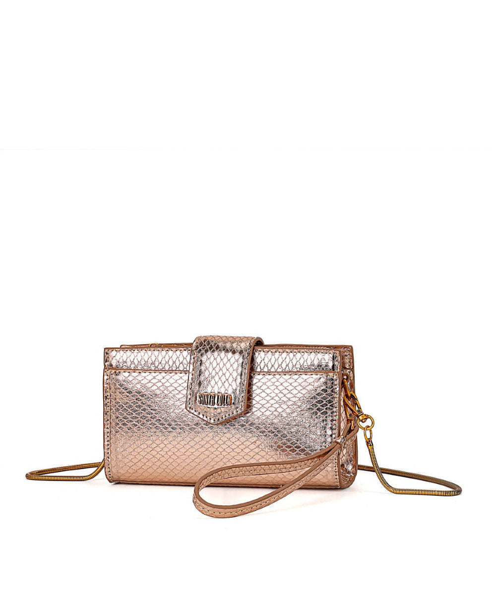 Carteira Santa Lolla Dourada Metalizada Correntes