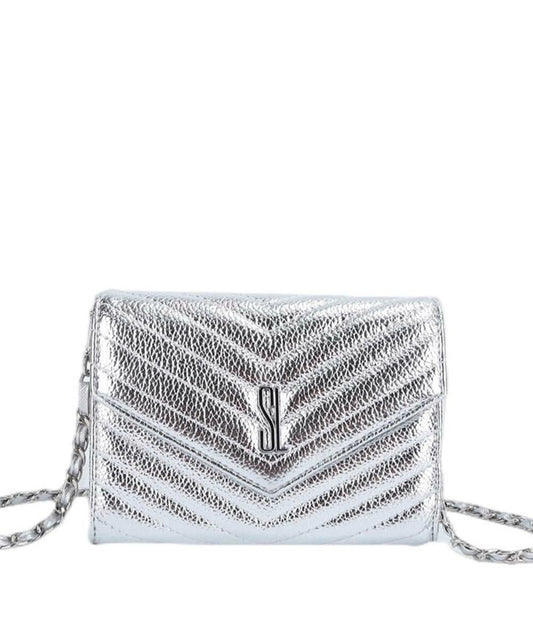 Carteira Santa Lolla Metalizada Prata Corrente