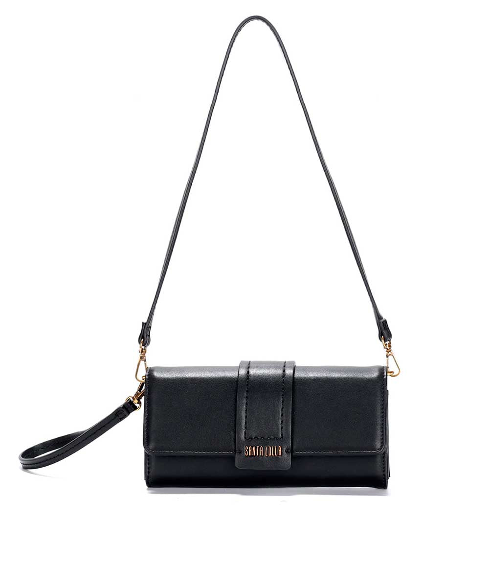 Carteira Santa Lolla Pequena Preta Alça Ombro