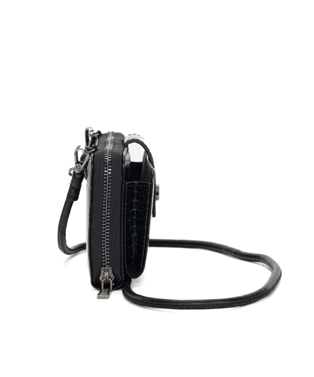 Carteira Santa Lolla Preta Brilho Alça Mão