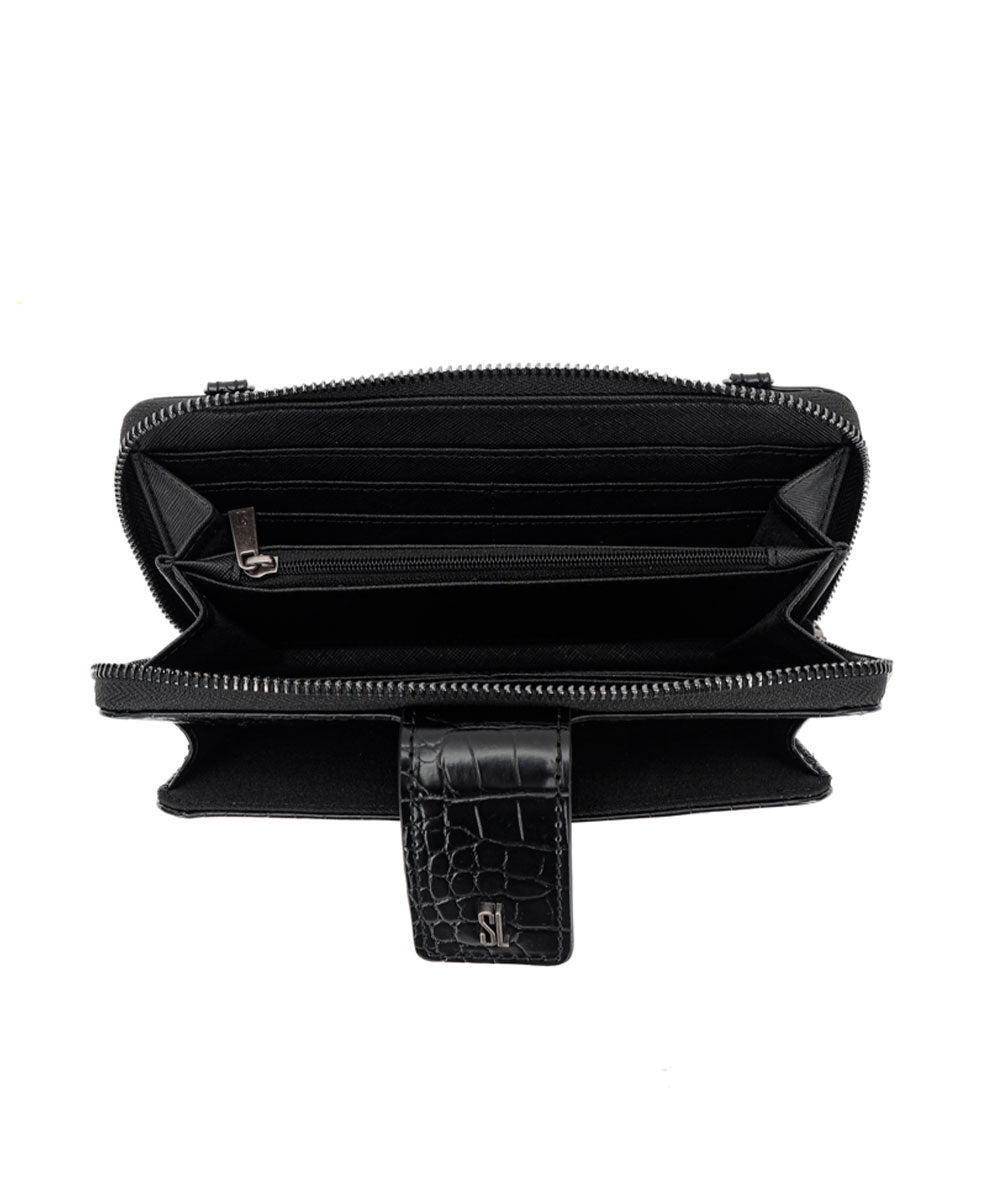 Carteira Santa Lolla Preta Brilho Alça Mão