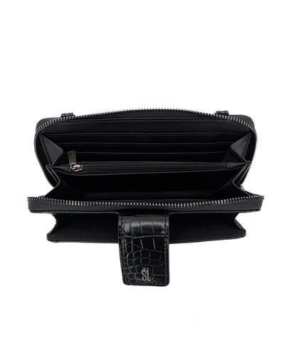 Carteira Santa Lolla Preta Brilho Alça Mão