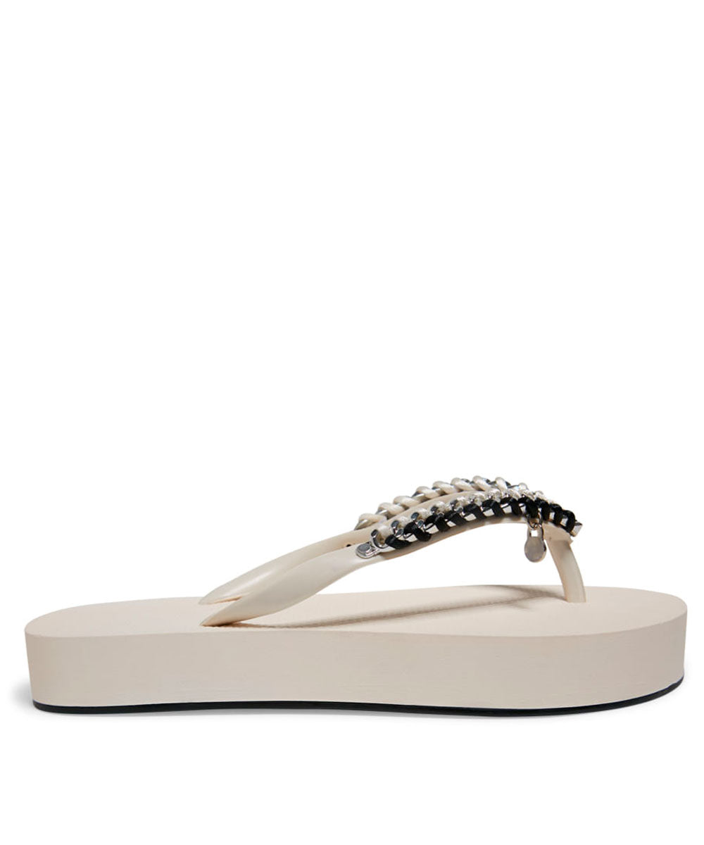 Chinelo Flat Santa Lolla Marfim Correntes