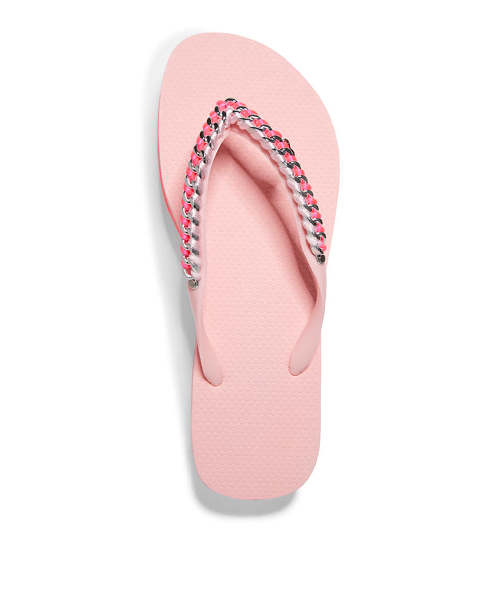 Chinelo Flat Santa Lolla Rosa Correntes