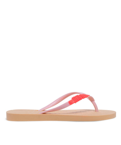 Chinelo Flip Flop Santa Lolla Marfim Tiras Rosa