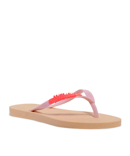 Chinelo Flip Flop Santa Lolla Marfim Tiras Rosa