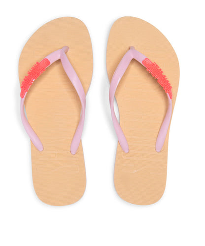 Chinelo Flip Flop Santa Lolla Marfim Tiras Rosa