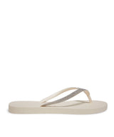 Chinelo Flip Flop Santa Lolla Marfim Tiras Strass Borracha