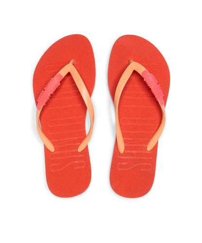 Chinelo Flip Flop Santa Lolla Vermelho Tiras Laranja