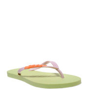Chinelo Flip Flop Verde Lima Tiras Lilás