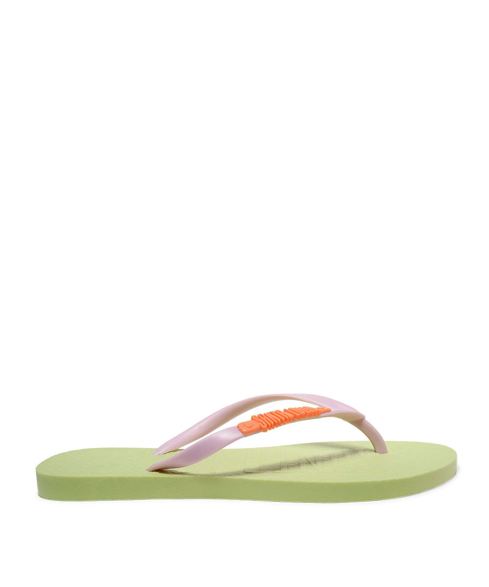 Chinelo Flip Flop Verde Lima Tiras Lilás