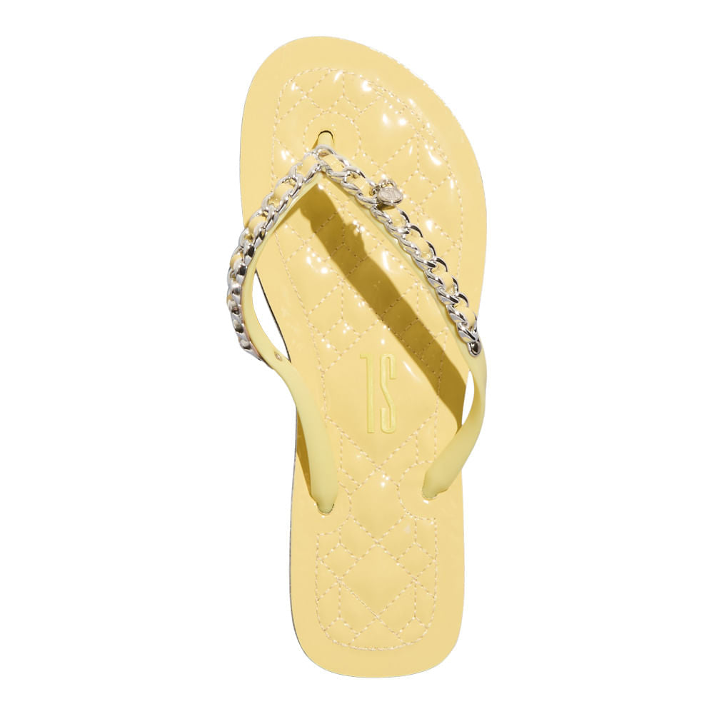 Chinelo Santa Lolla Amarelo Verniz Correntes