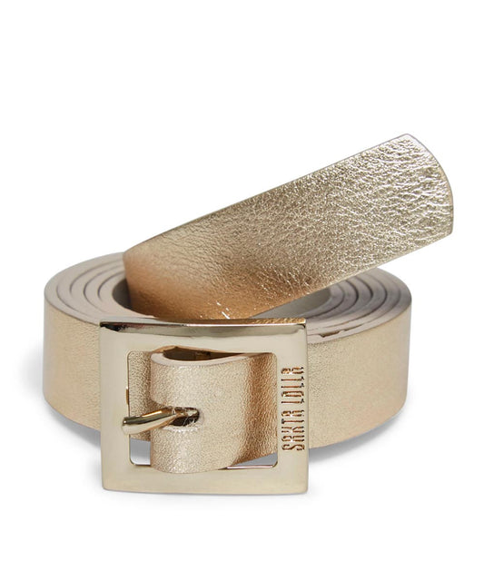 Cinto Santa Lolla Dourado Metalizado Couro