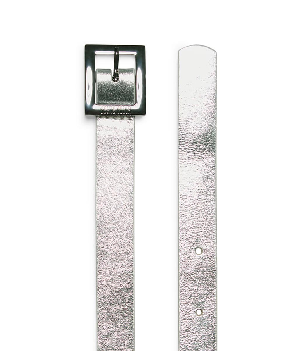 Cinto Santa Lolla Prata Metalizado Couro