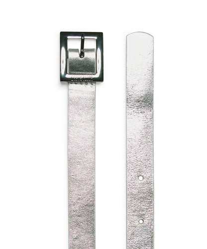 Cinto Santa Lolla Prata Metalizado Couro