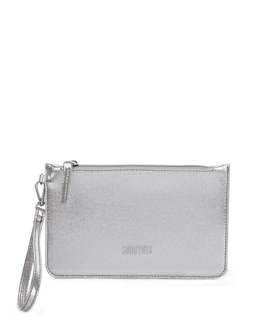 Clutch Risco Santa Lolla Metalizada Prata Alça Mão