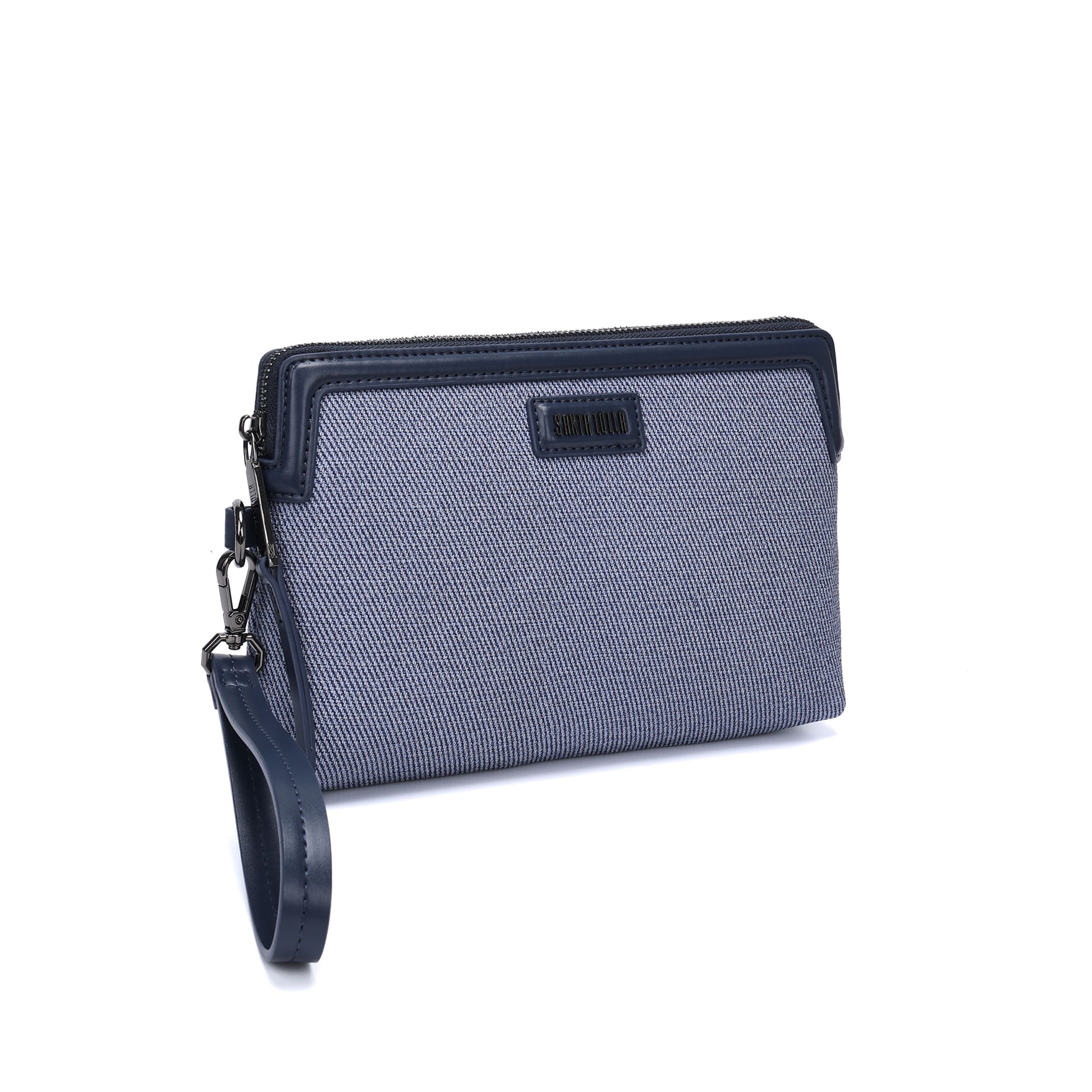 Clutch Santa Lolla Azul Canvas Alça De Mão