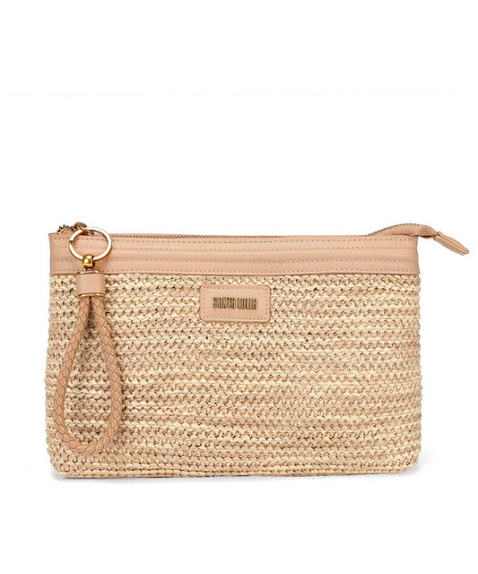 Clutch Santa Lolla Bege Pequena Palha Tramada