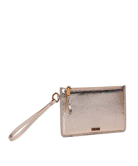 Clutch Santa Lolla Dourada Metalizada Alça de Mão