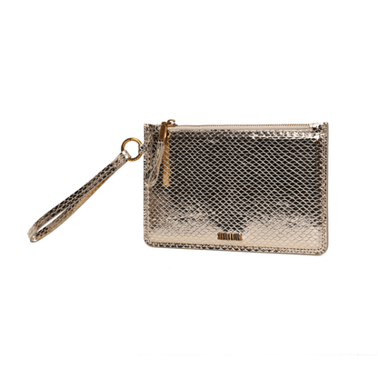 Clutch Santa Lolla Dourada Metalizada Cobra Alça De Mão
