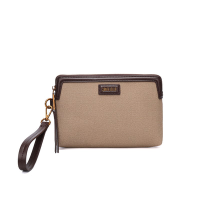 Clutch Santa Lolla Marrom Canvas Alça De Mão