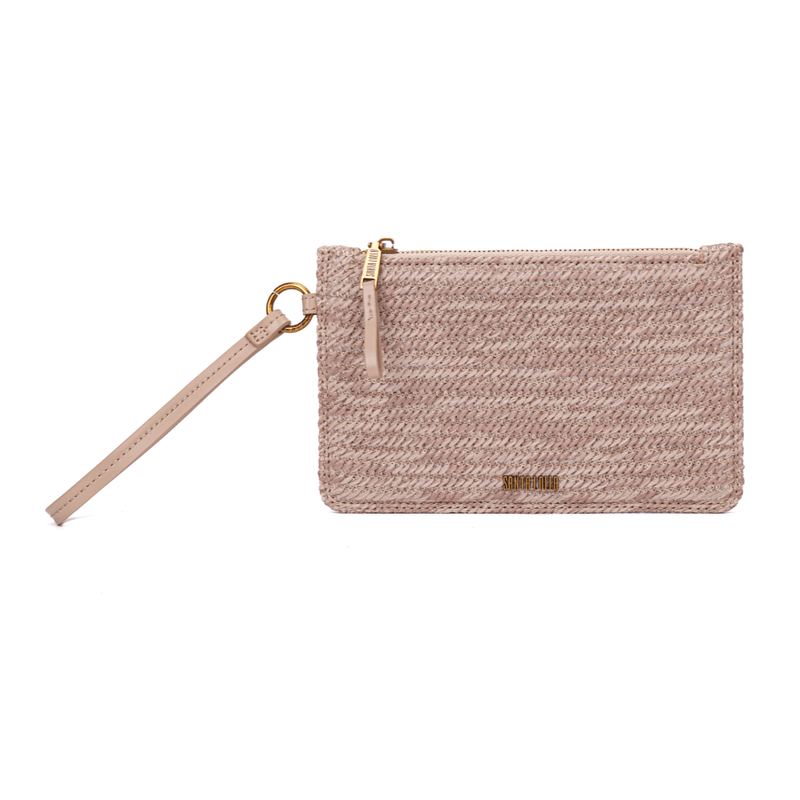 Clutch Santa Lolla Palha Tramado Alça De Mão