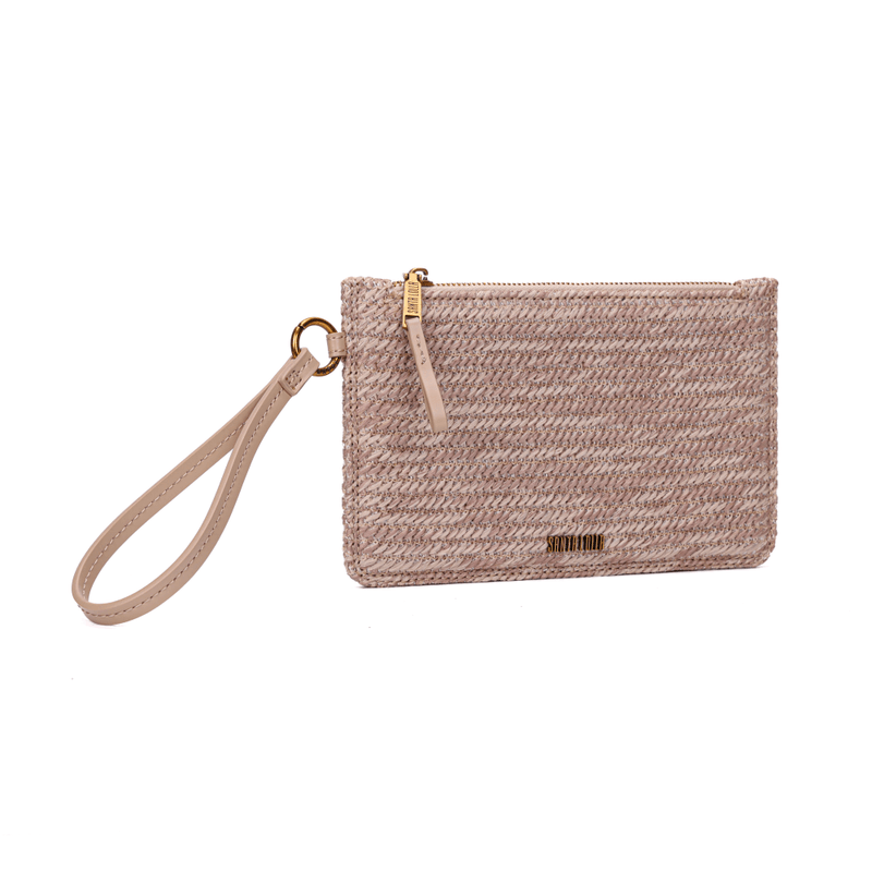 Clutch Santa Lolla Palha Tramado Alça De Mão