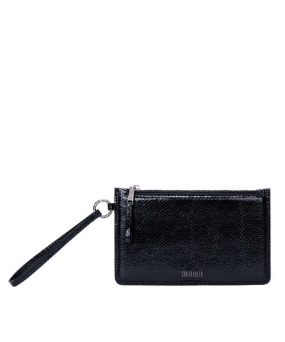 Clutch Santa Lolla Preta Metalizada com Alça de Mão