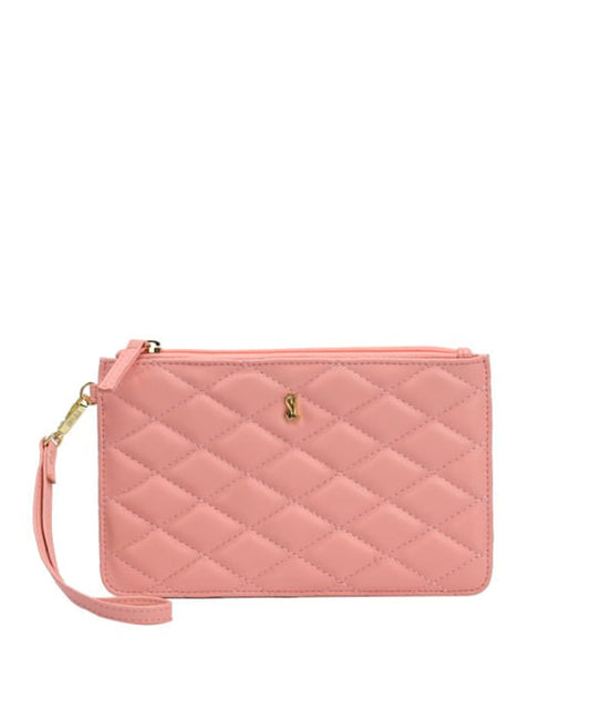 Clutch Santa Lolla Rosa Chiclete Matelassê Alça Mão