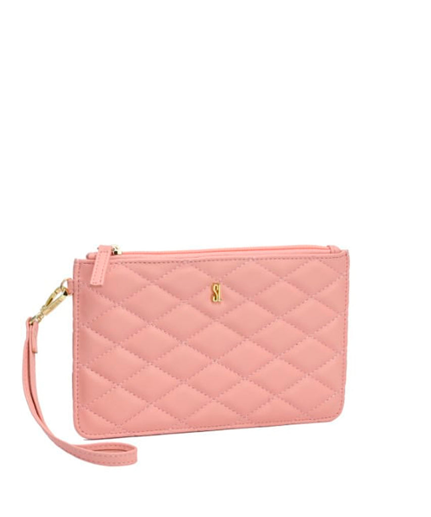 Clutch Santa Lolla Rosa Chiclete Matelassê Alça Mão