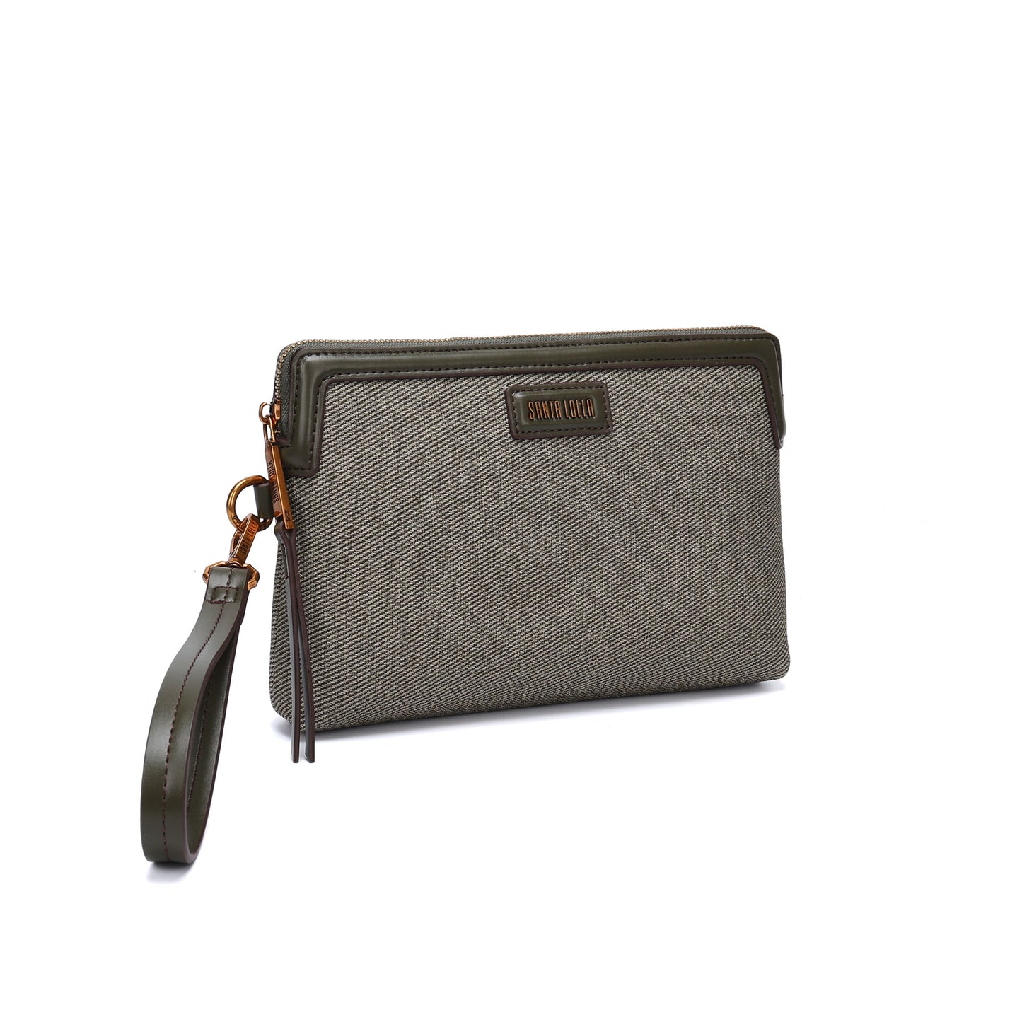 Clutch Santa Lolla Verde Canvas Alça De Mão