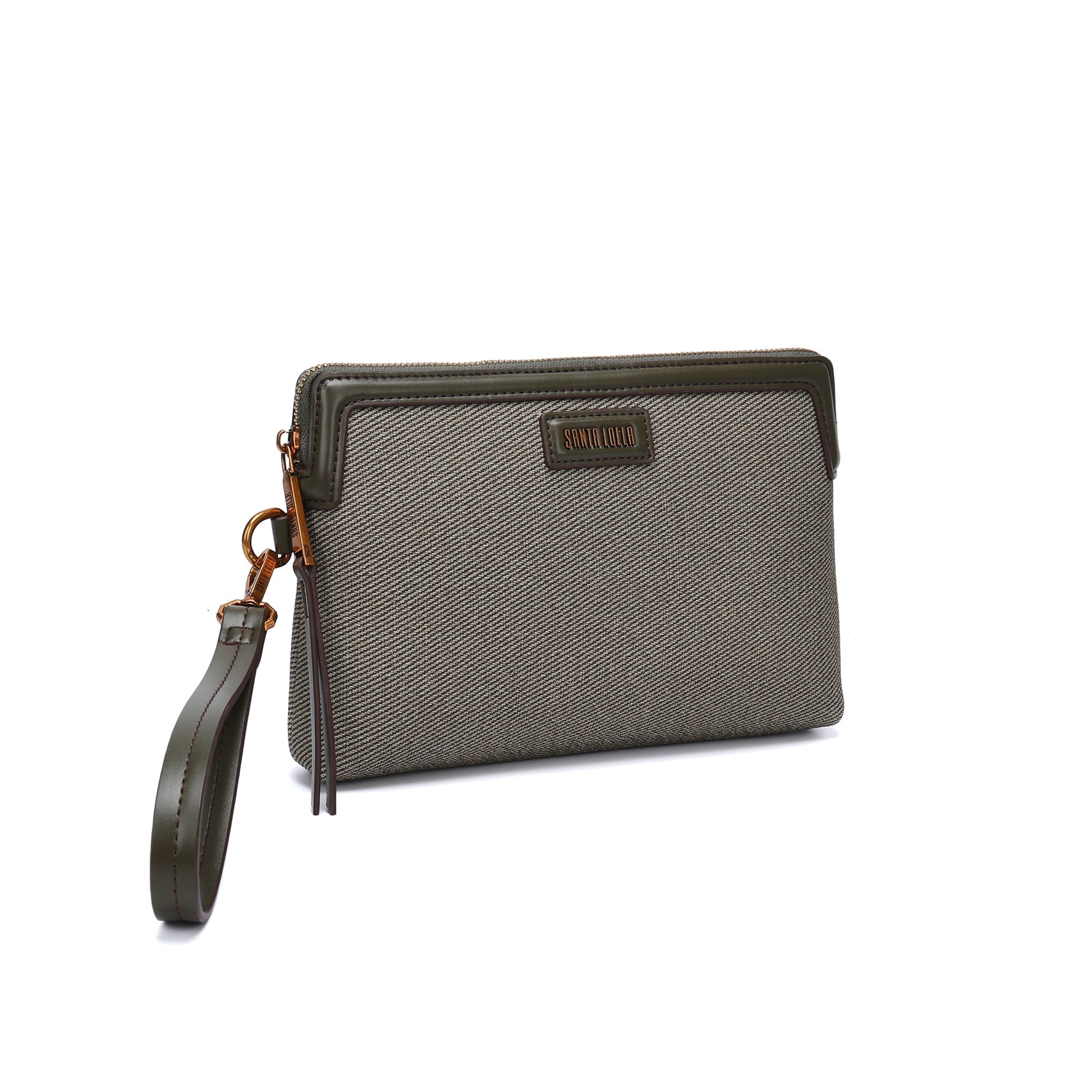 Clutch Santa Lolla Verde Canvas Alça De Mão