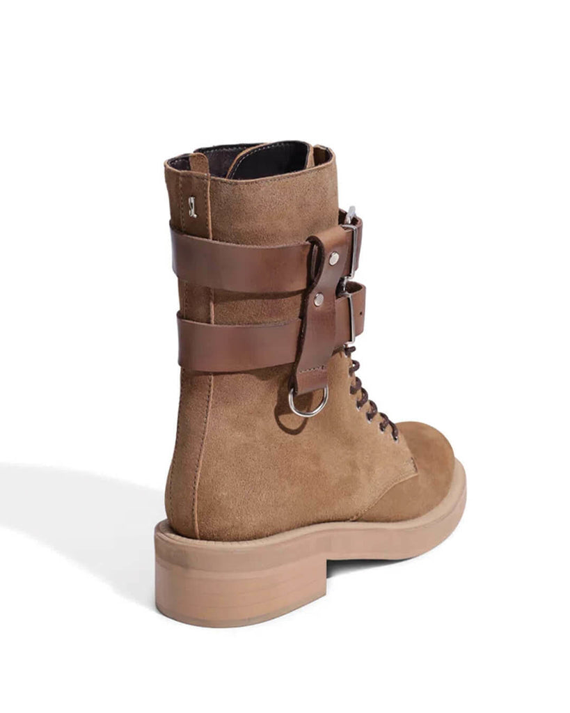 Coturno Santa Lolla Cano Médio Couro Camurça Fóssil