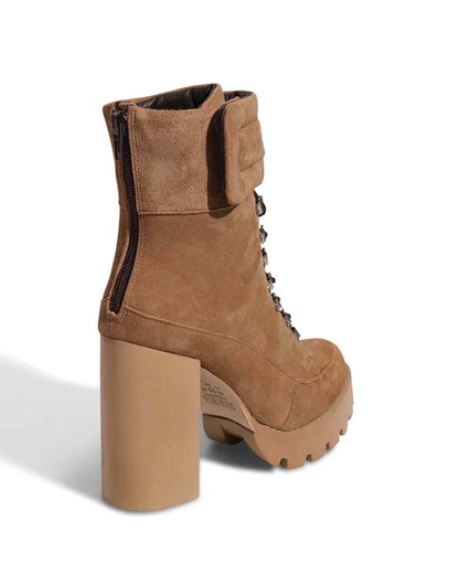 Coturno Santa Lolla Cano Médio Couro Camurça Fóssil