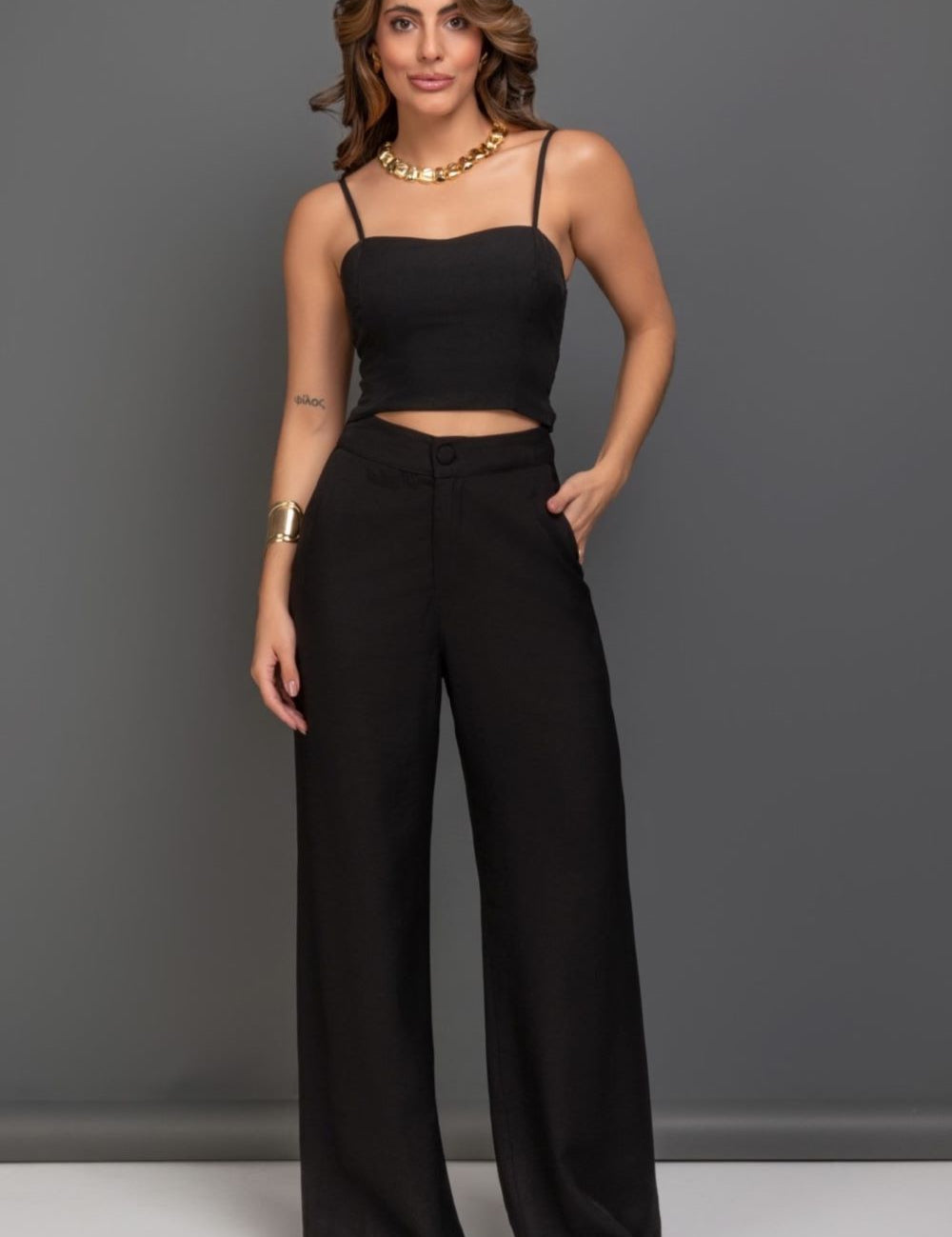 Cropped Alfaiataria Preto Frysaide 