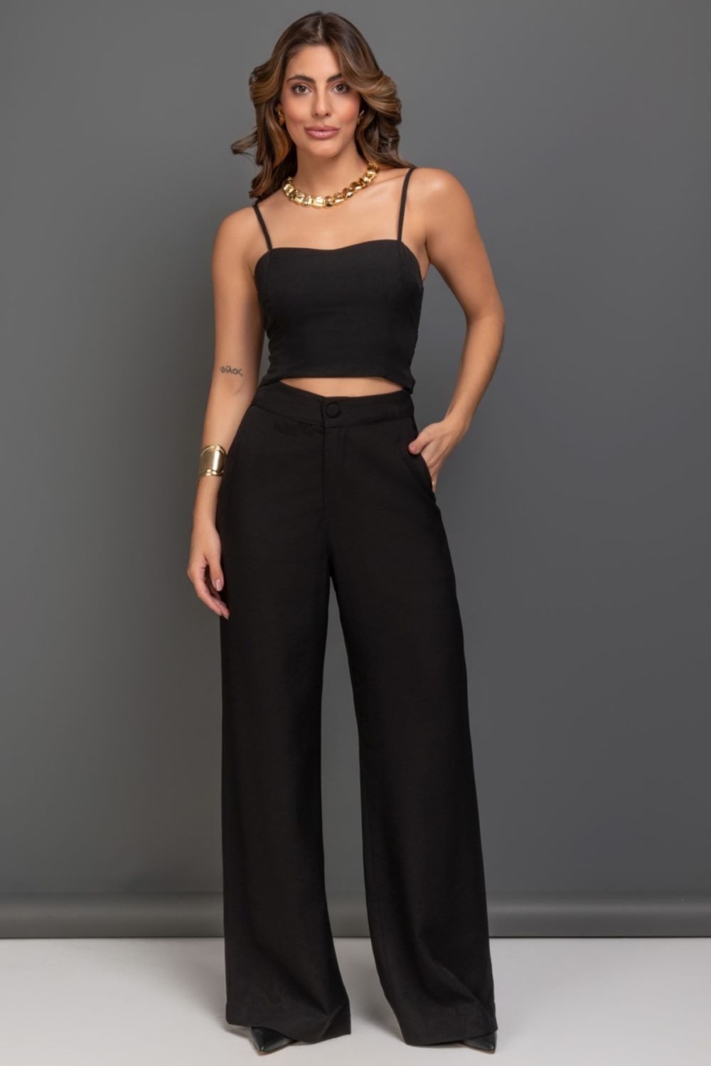 Cropped Alfaiataria Preto Frysaide 