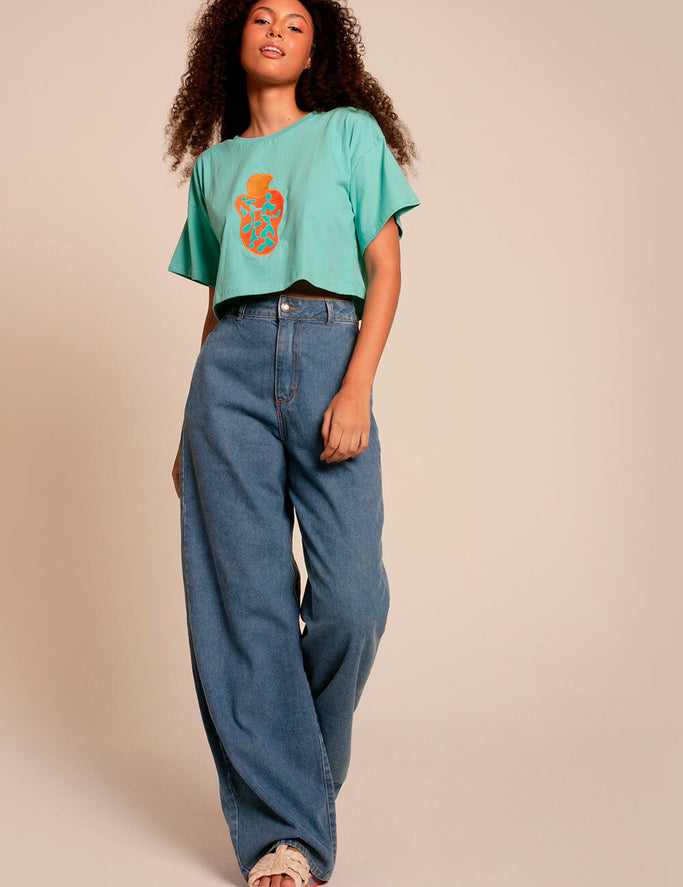 Cropped Bordado Aqua Sea Flô Maria