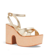 Espadrille Santa Lolla Plataforma Dourada Metalizada