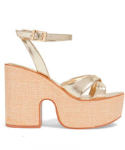 Espadrille Santa Lolla Plataforma Dourada Metalizada