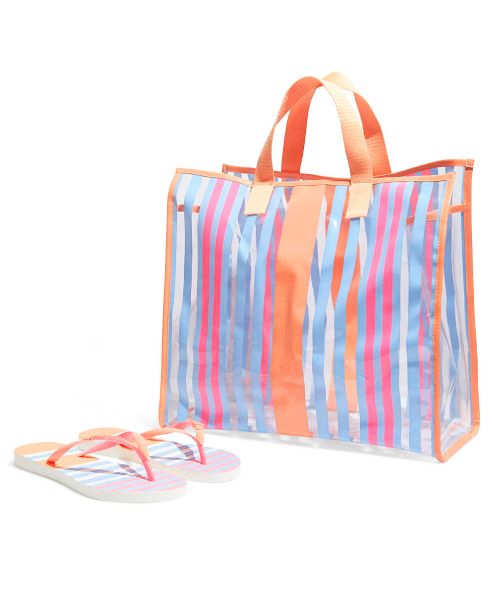 Kit Flip Flop e Bolsa de Praia Santa Lolla Laranja