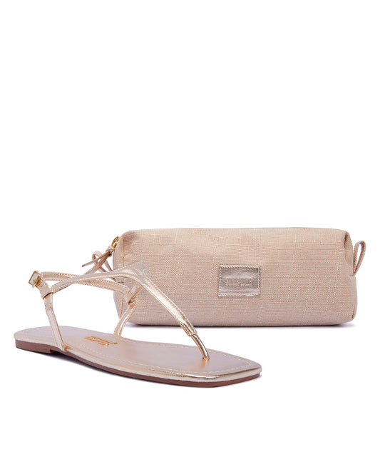 Kit Rasteira Santa Lolla Dourada Metalizada Necessaire