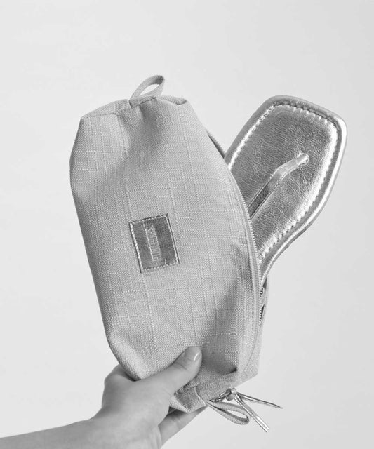 Kit Rasteira Santa Lolla Prata Metalizada Nécessaire