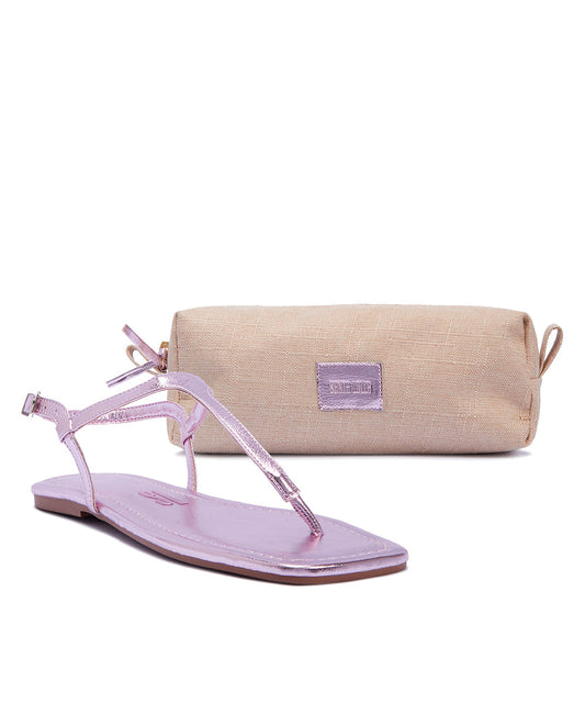 Kit Rasteira Santa Lolla Rose Metalizado Necessáire