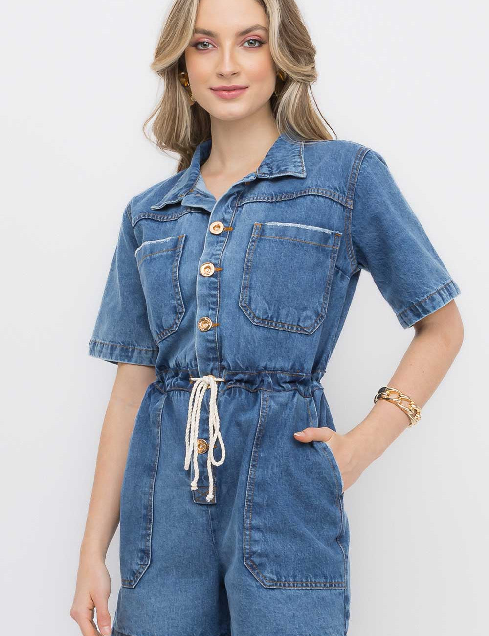 Macacão Curto Jeans Frysaide