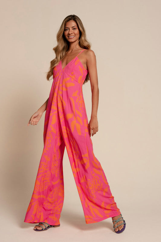 Macacão Longo Estampa Cara De Onça Flô Maria