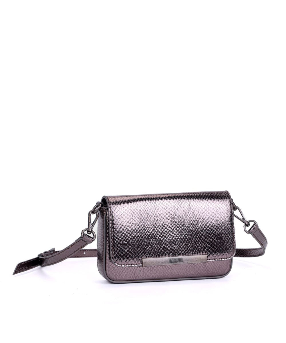 Mini Bag Santa Lolla Cinza Grafite Metalizada Transversal