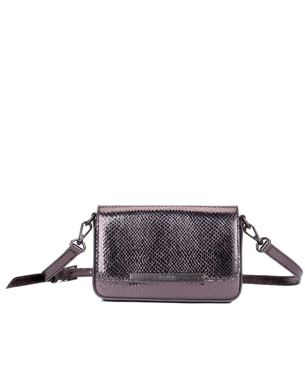 Mini Bag Santa Lolla Cinza Grafite Metalizada Transversal